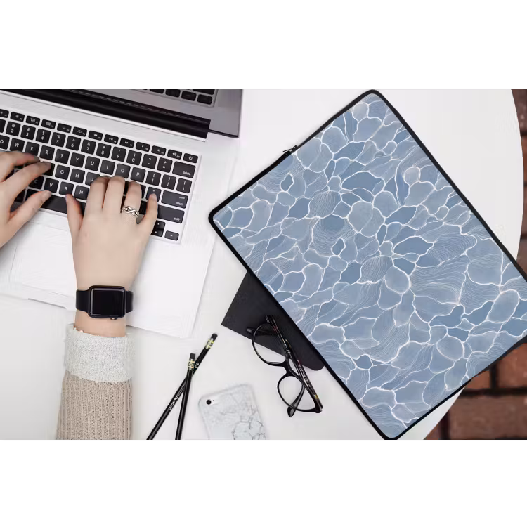 Laptophoes - Abstract - Blauw - Bladeren — 3