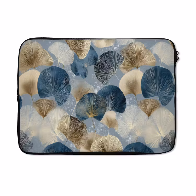 Laptophoes - Bladeren - Abstract - Goud - Blauw — 5