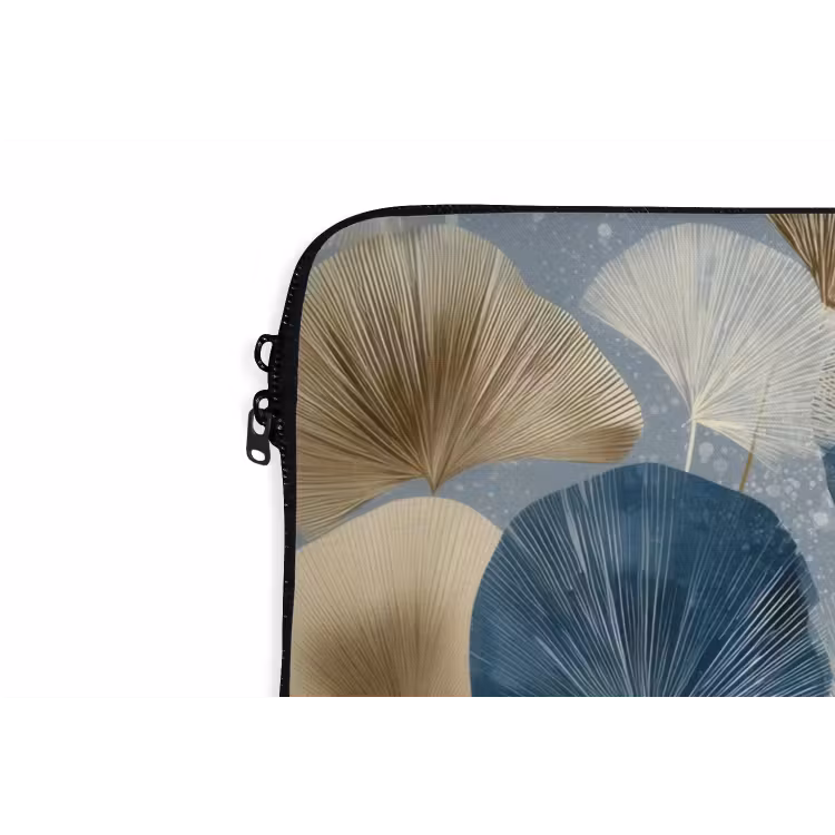 Laptophoes - Bladeren - Abstract - Goud - Blauw — 6