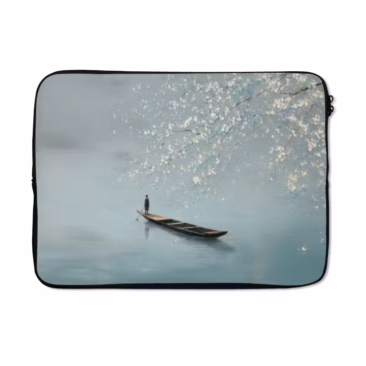 Laptophoes - Bloesems - Minimalistisch - Wateroppervlak - Boot — 5