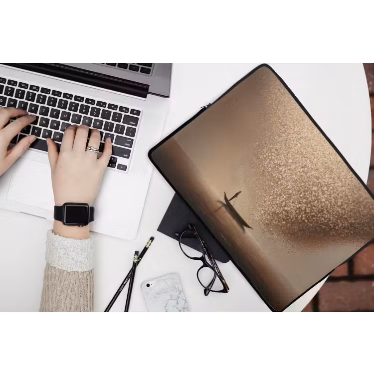 Laptophoes - Bootje - Blaadjes - Goud - Water — 3