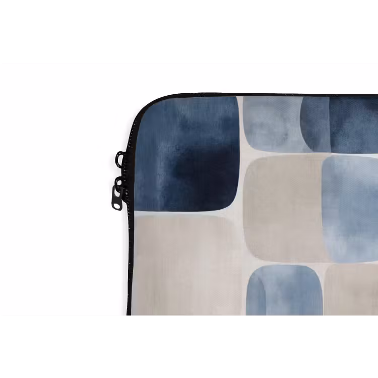 Laptophoes - Patroon - Blauw - Vierkanten — 6