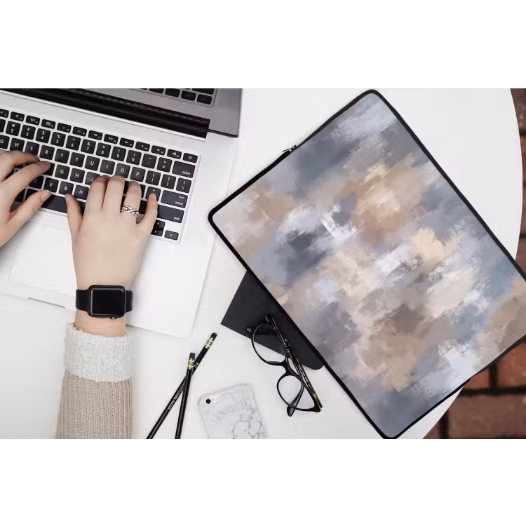 Laptophoes - Penseelstreken - Schilderij - Beige — 3