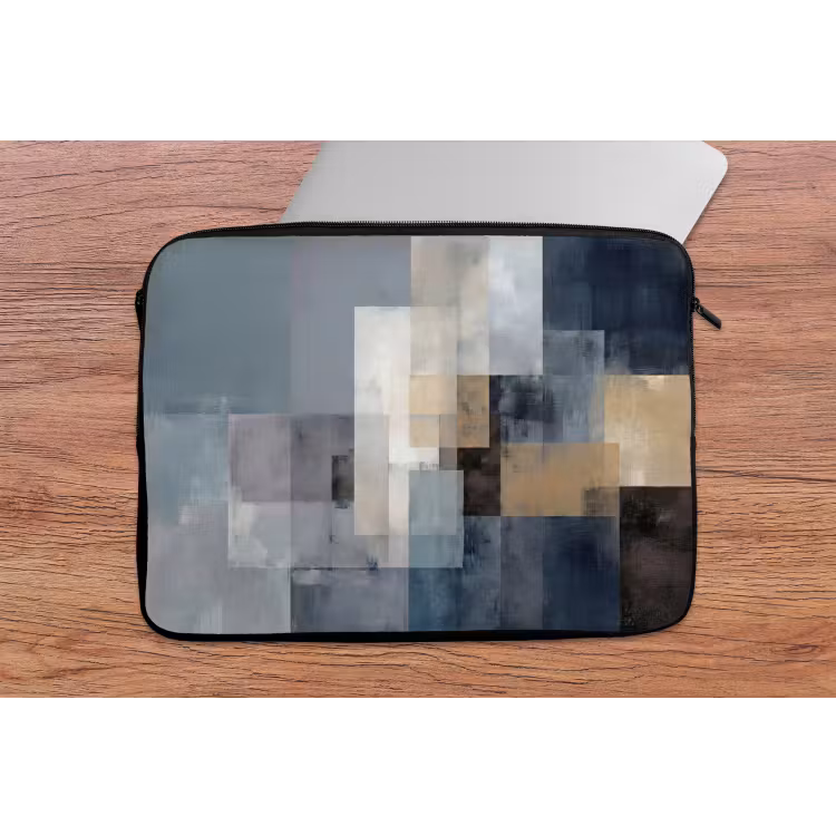 Laptophoes - Rechthoeken - Abstract - Blauw — 2