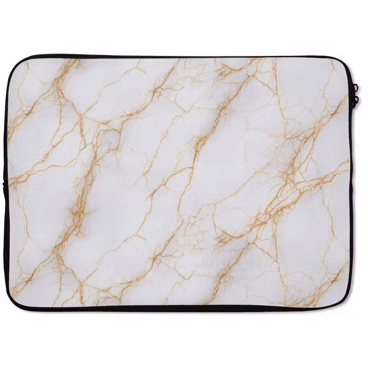 Laptophoes - Wit - Goud - Marmer - Aders — 1