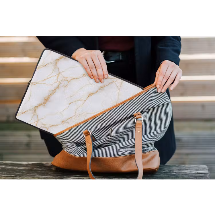 Laptophoes - Wit - Goud - Marmer - Aders — 4