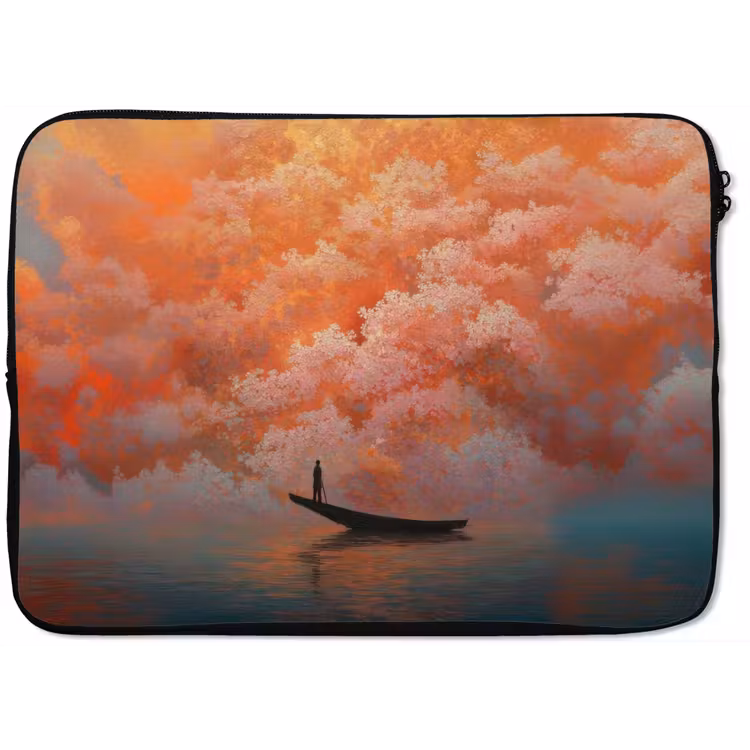 Laptophoes - Zee - Boot - Wolken - Oranje — 1