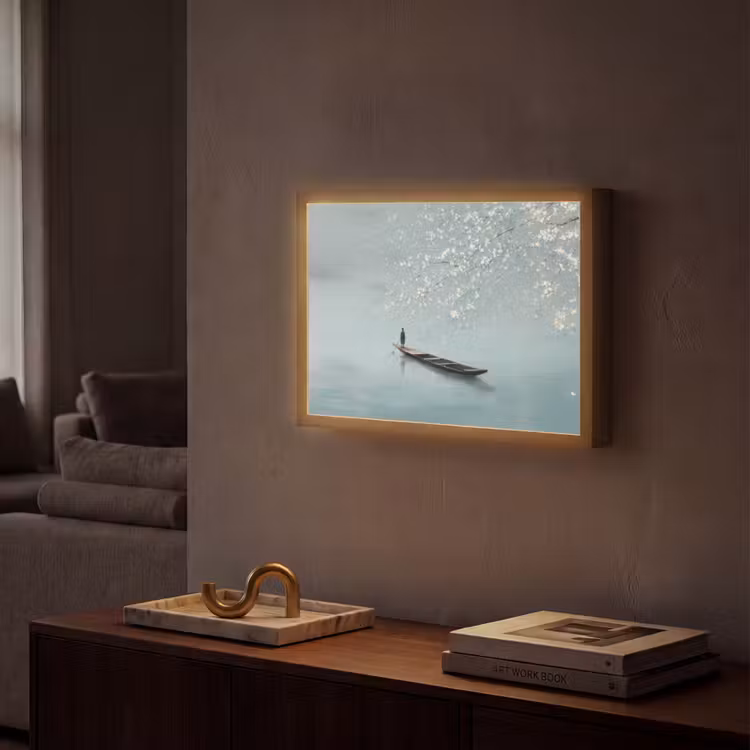 Lightbox - Wandlamp - Bloesems - Minimalistisch - Wateroppervlak - Boot — 2