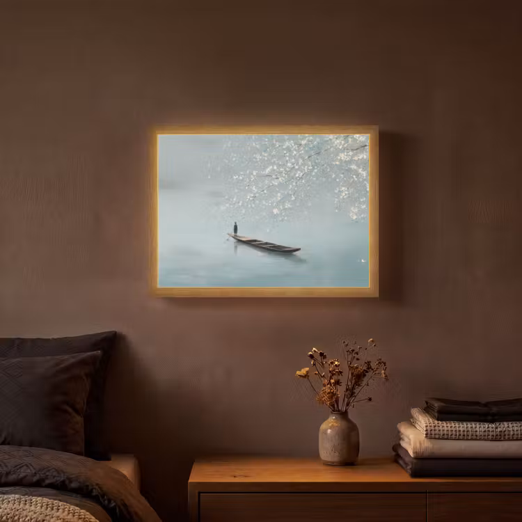 Lightbox - Wandlamp - Bloesems - Minimalistisch - Wateroppervlak - Boot — 3