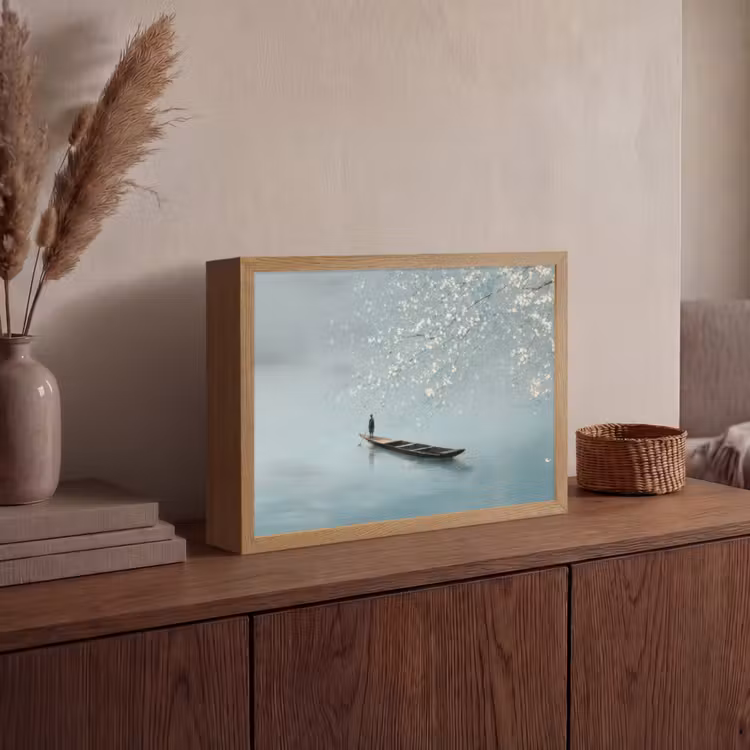 Lightbox - Wandlamp - Bloesems - Minimalistisch - Wateroppervlak - Boot — 4