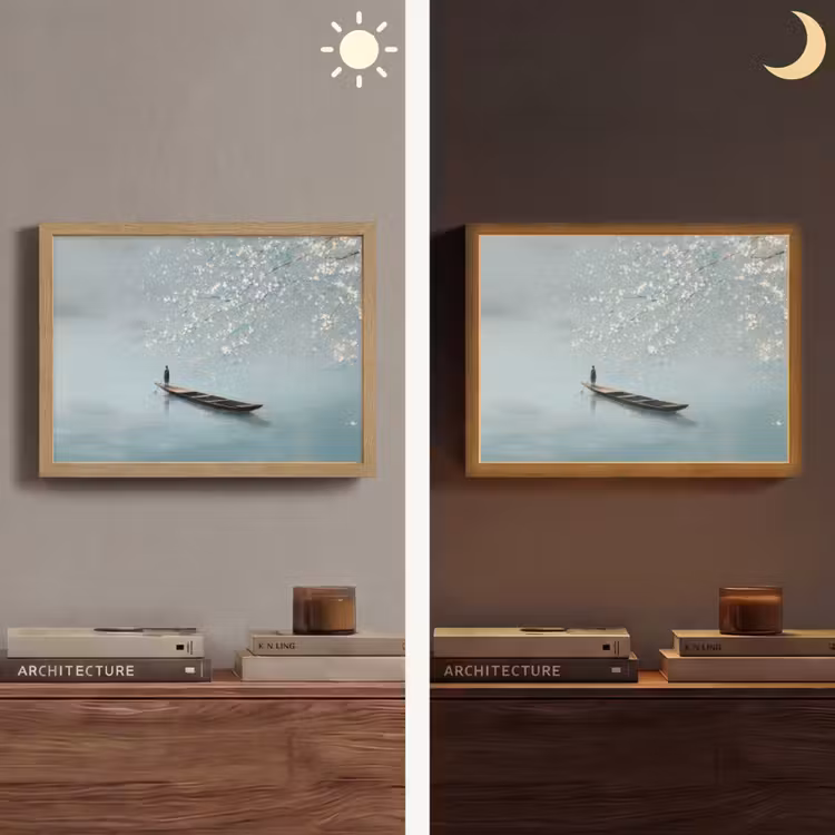Lightbox - Wandlamp - Bloesems - Minimalistisch - Wateroppervlak - Boot — 6