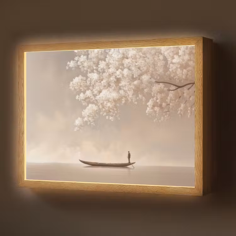Lightbox - Wandlamp - Bloesems - Wit - Boot - Minimalistisch — 1