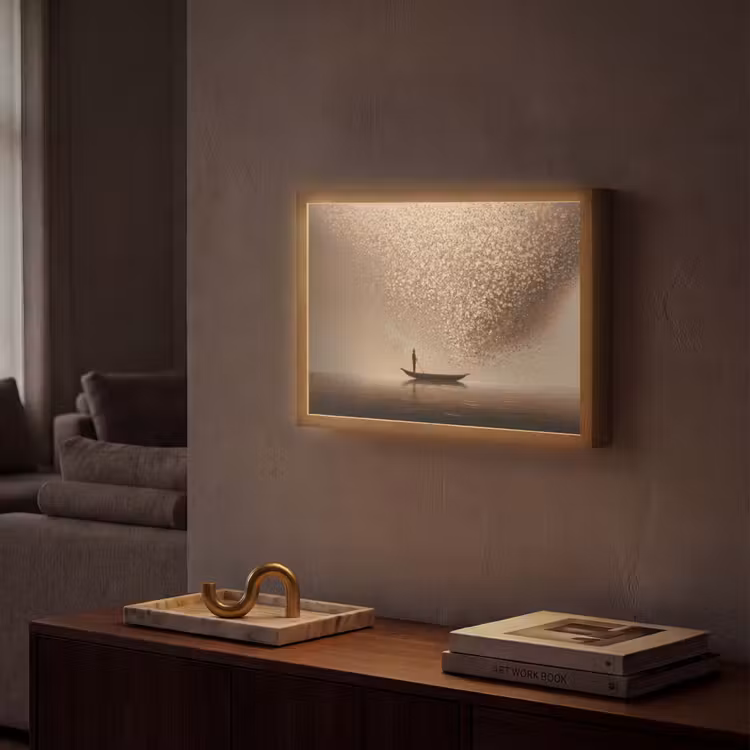 Lightbox - Wandlamp - Bootje - Blaadjes - Goud - Water — 2