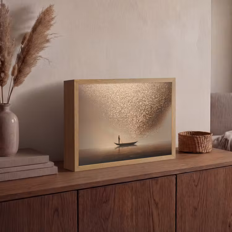 Lightbox - Wandlamp - Bootje - Blaadjes - Goud - Water — 4