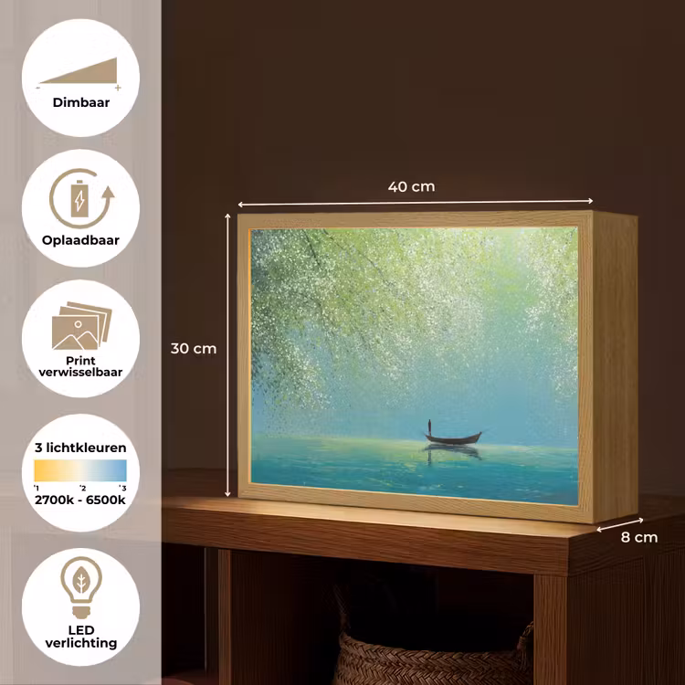 Lightbox - Wandlamp - Bootje - Water - Bladeren - Bloesems — 10