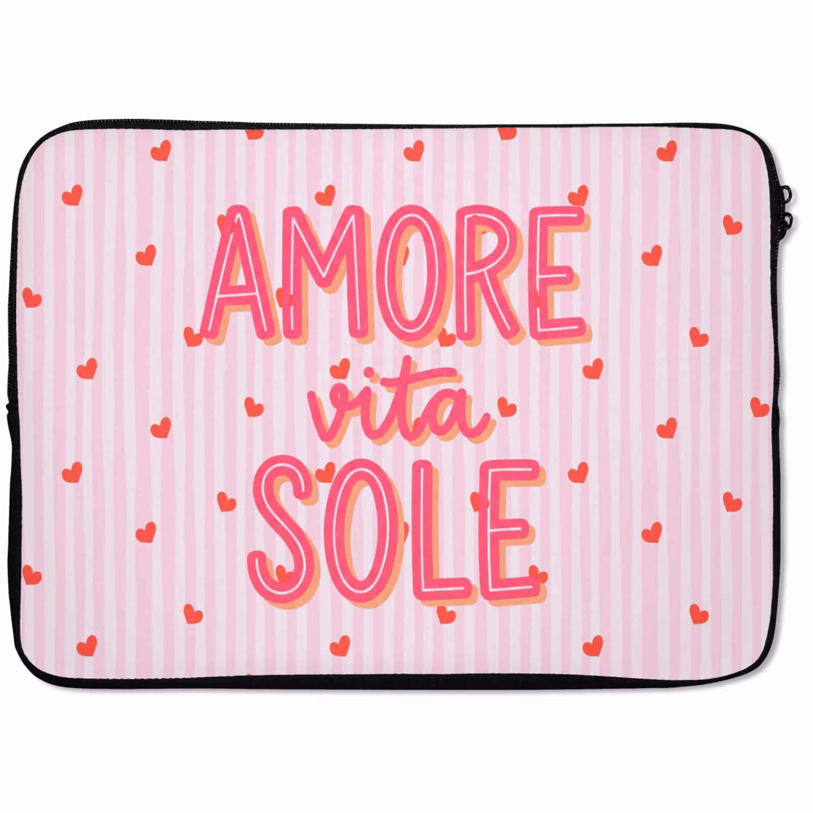 Laptophoes - Amore vita sole - Roze - Hartjes — 1