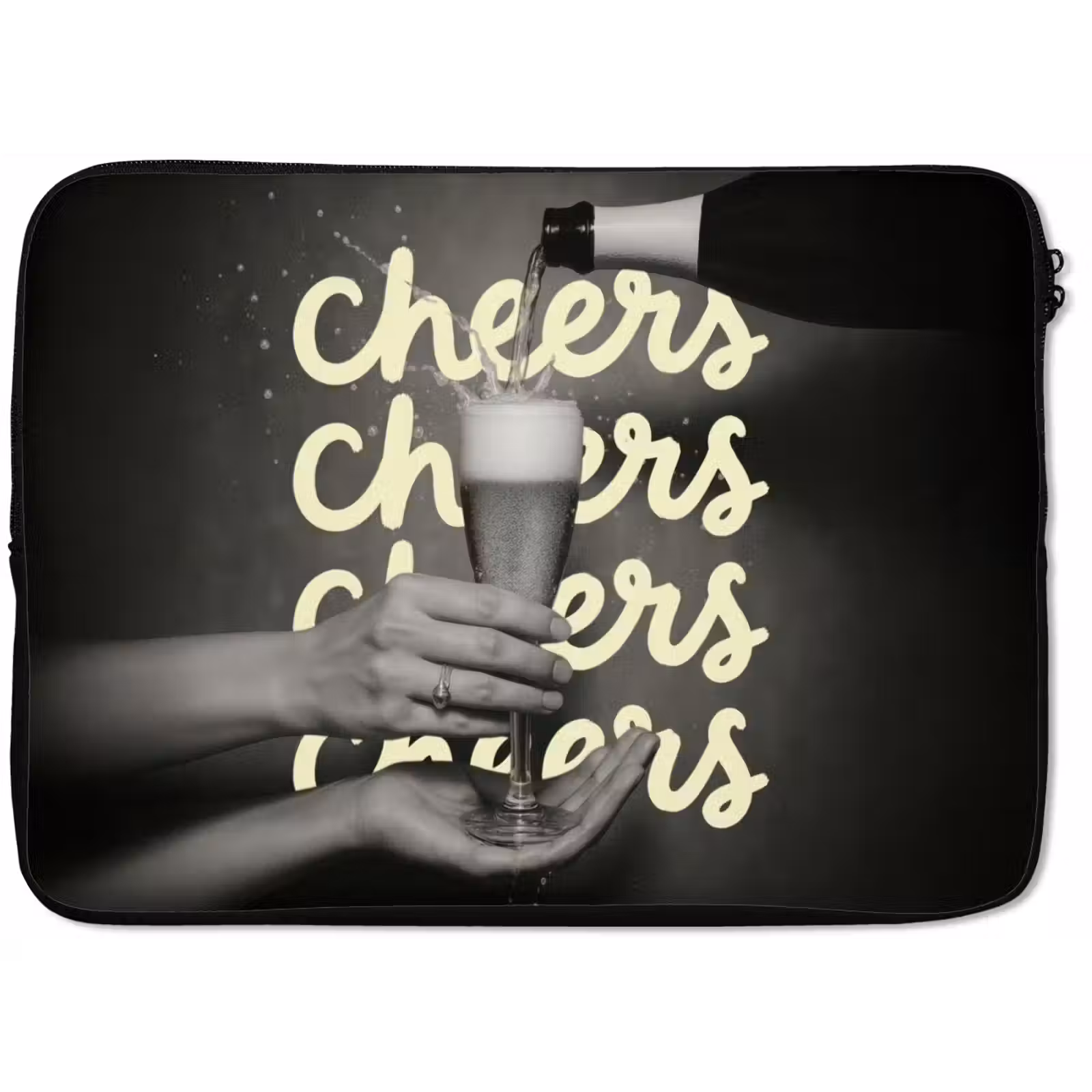 Laptophoes - Cheers - Wijn - Zwart - Wit — 1