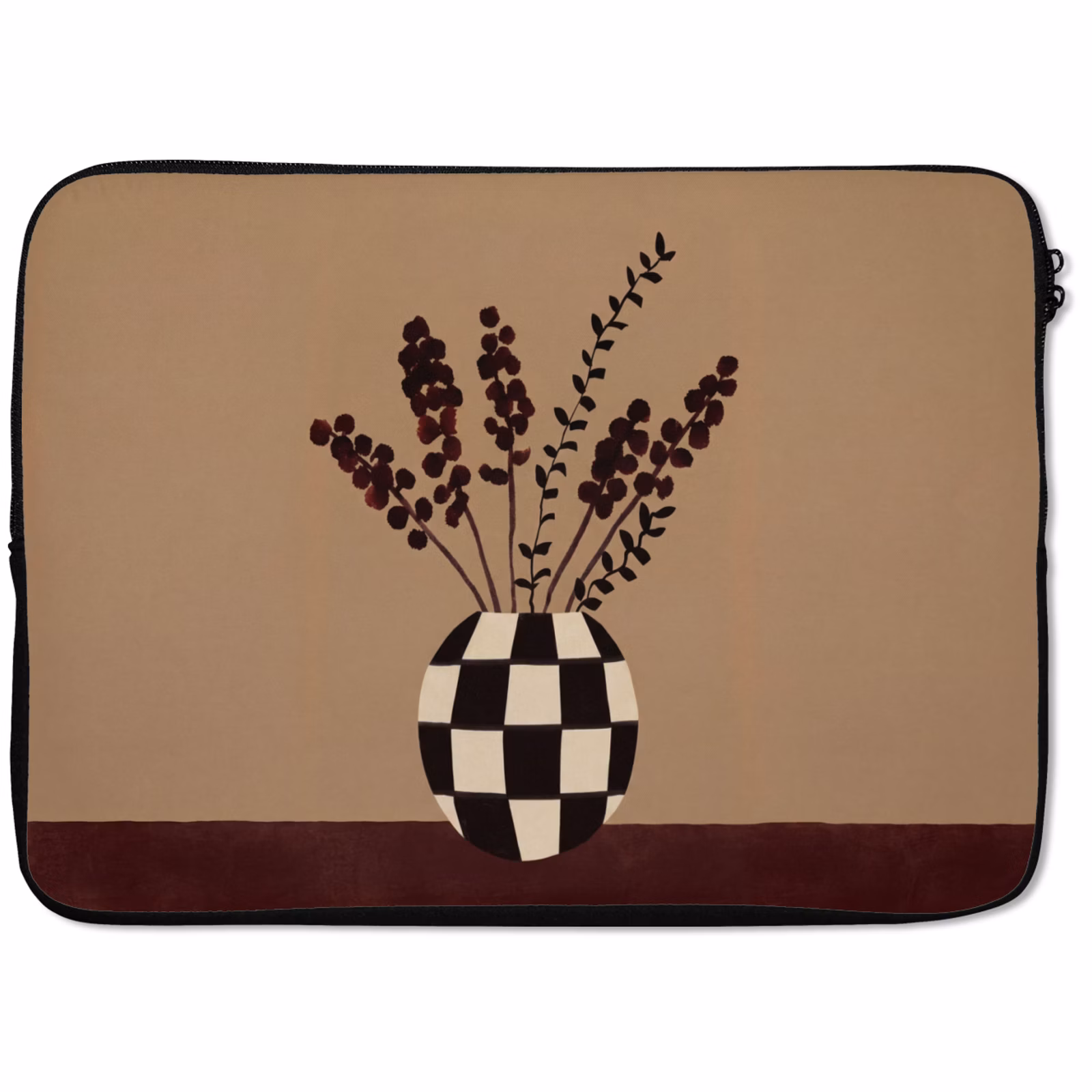 Laptophoes - Minimalistisch - Vaas - Bloemen - Bruin — 1