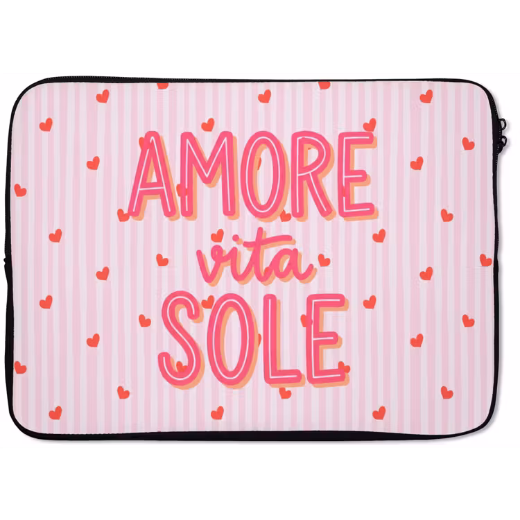 Laptophoes - Amore vita sole - Roze - Hartjes — 1