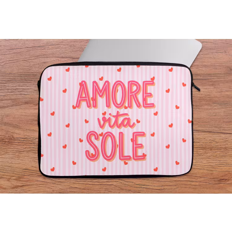 Laptophoes - Amore vita sole - Roze - Hartjes — 2