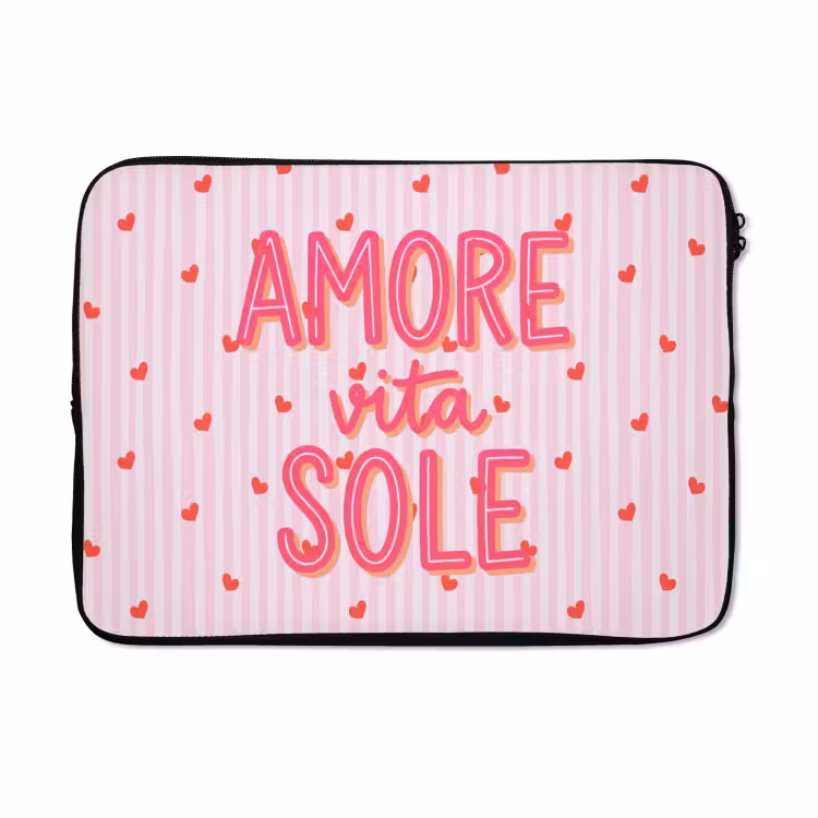 Laptophoes - Amore vita sole - Roze - Hartjes — 5