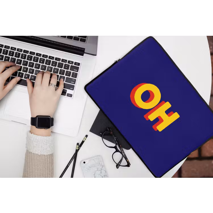 Laptophoes - Blauw - Geel - OH - Schaduw — 3