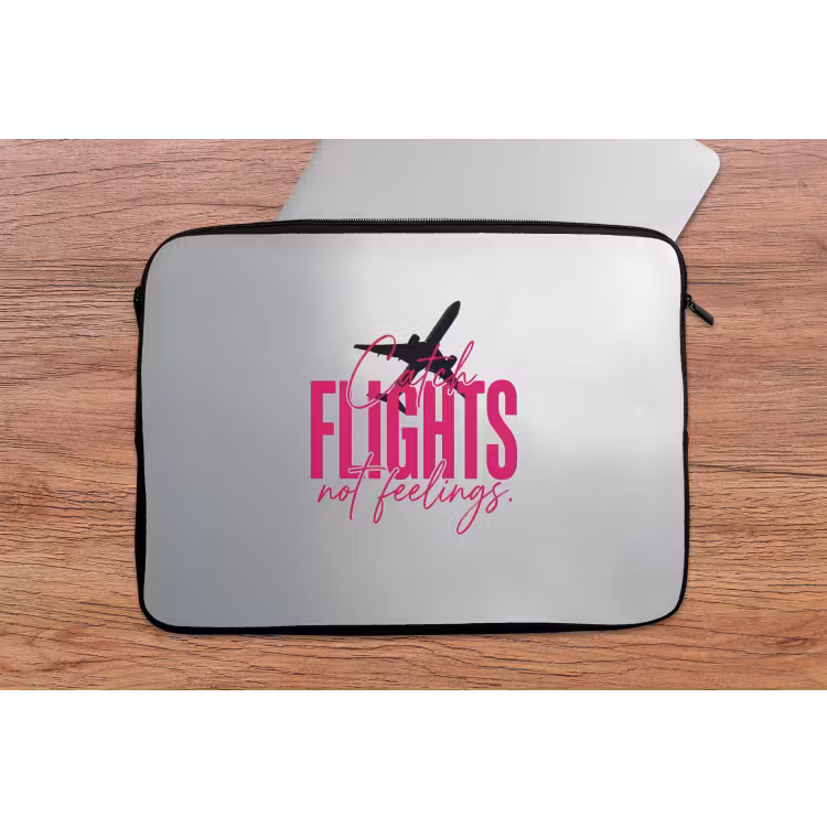 Laptophoes - Catch flights not feelings - Vliegtuig - Roze — 2