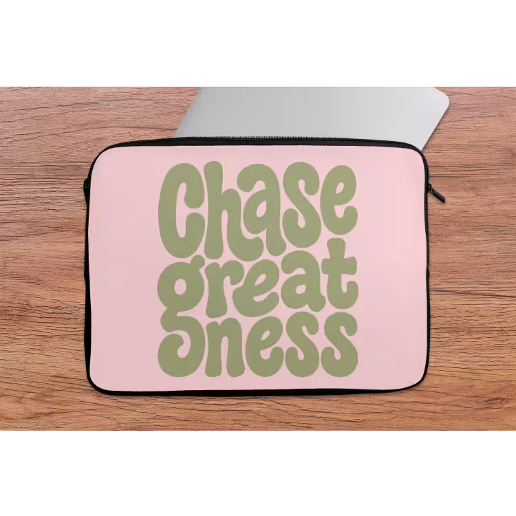 Laptophoes - Chase greatness - Groen - Roze - Retro — 2