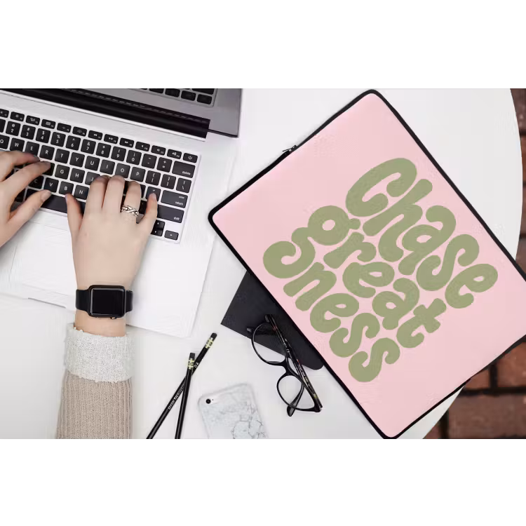 Laptophoes - Chase greatness - Groen - Roze - Retro — 3