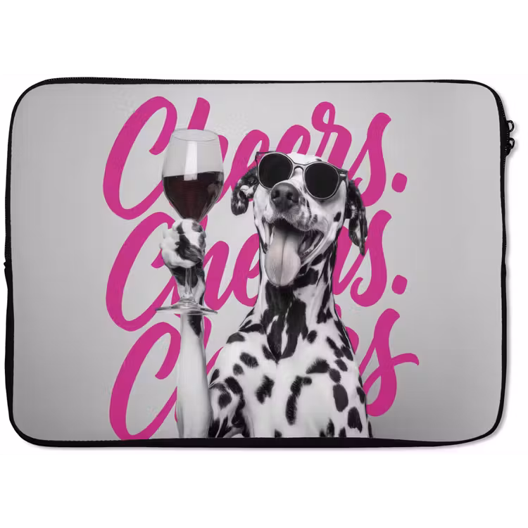 Laptophoes - Cheers - Hond - Roze - Wijn — 1