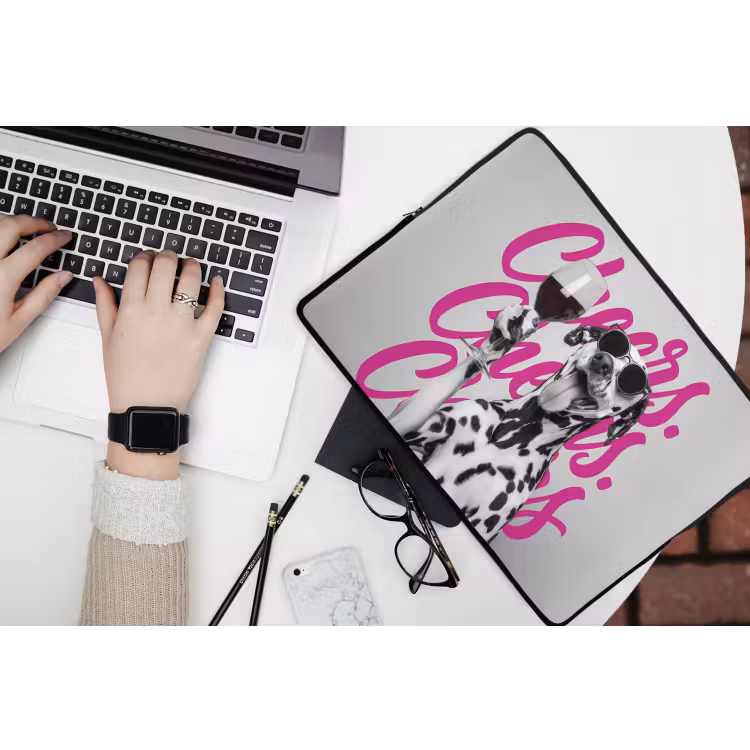 Laptophoes - Cheers - Hond - Roze - Wijn — 3