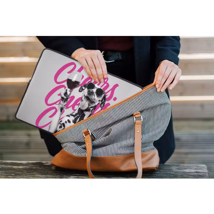 Laptophoes - Cheers - Hond - Roze - Wijn — 4