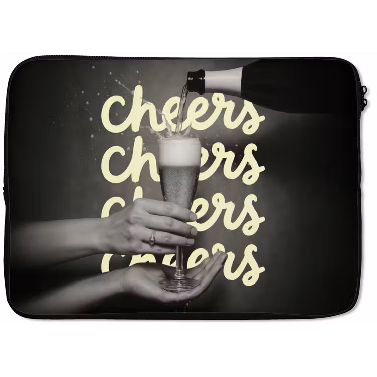 Laptophoes - Cheers - Wijn - Zwart - Wit — 1