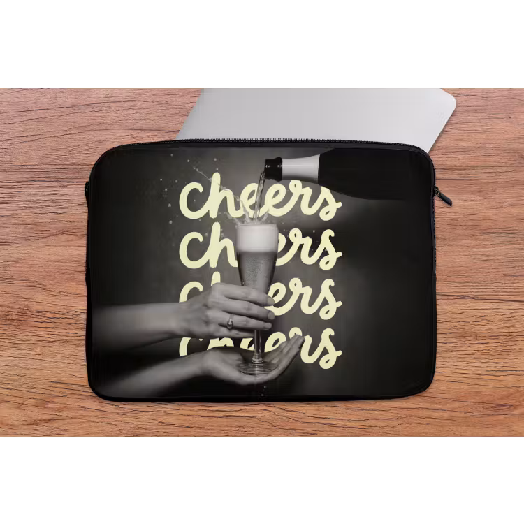 Laptophoes - Cheers - Wijn - Zwart - Wit — 2