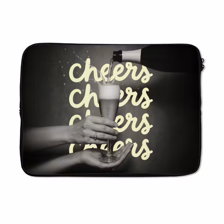 Laptophoes - Cheers - Wijn - Zwart - Wit — 5