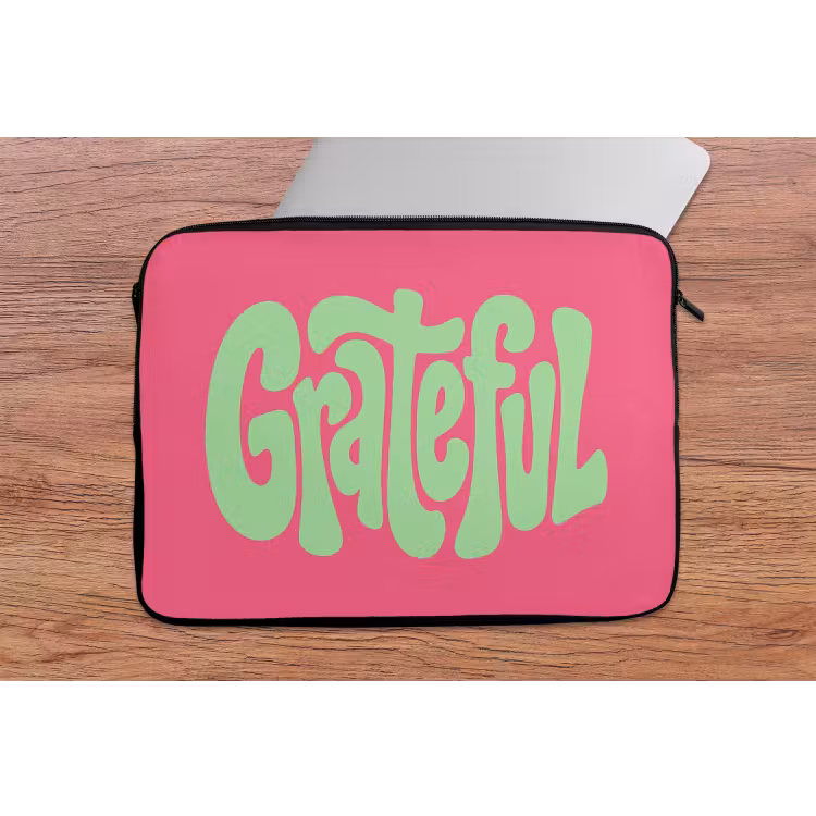 Laptophoes - Grateful - Groen - Grafisch - Vloeiend — 2