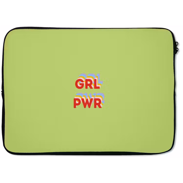Laptophoes - Grl pwr - Groen - Rood - 3D — 1