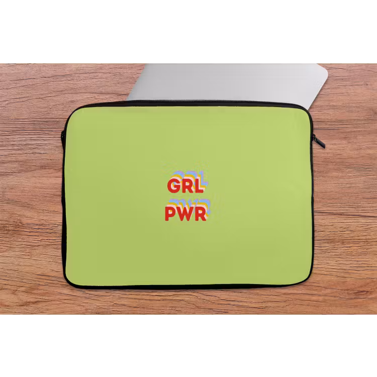 Laptophoes - Grl pwr - Groen - Rood - 3D — 2