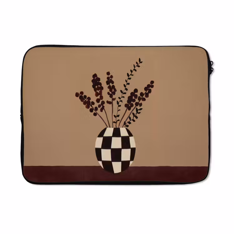 Laptophoes - Minimalistisch - Vaas - Bloemen - Bruin — 5