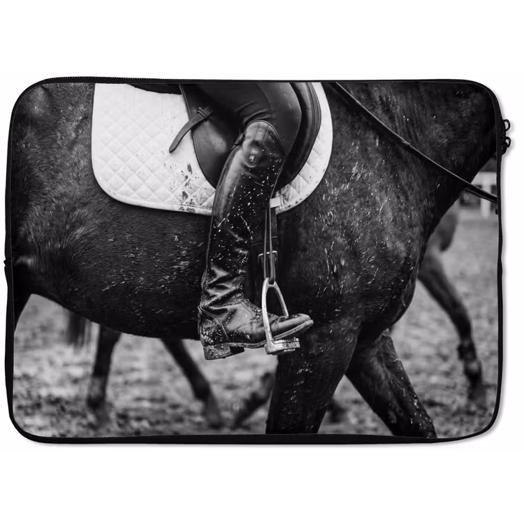 Laptophoes - Paard - Sport - Zwart - Wit — 1