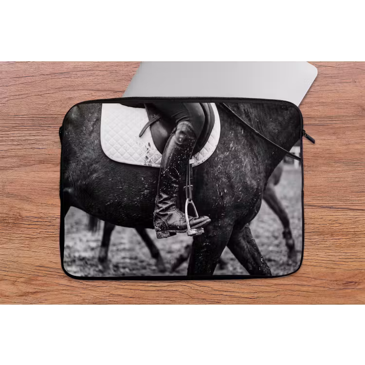 Laptophoes - Paard - Sport - Zwart - Wit — 2
