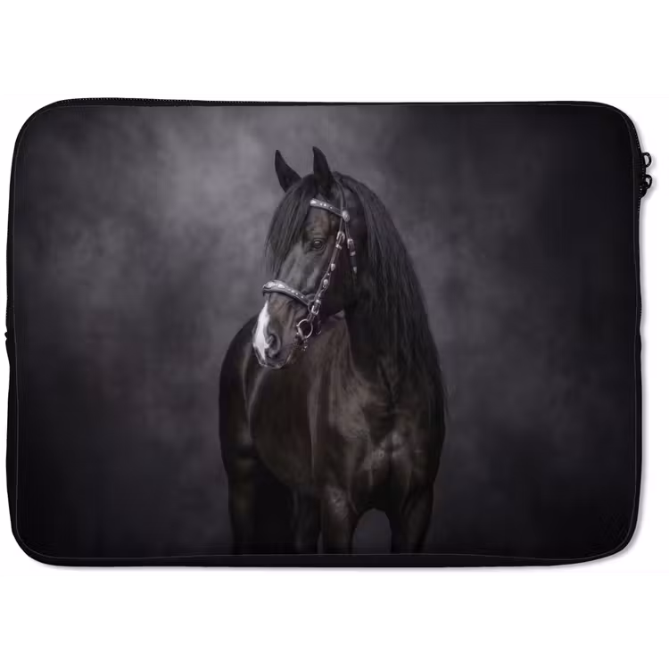 Laptophoes - Portret - Paard - Zwart — 1