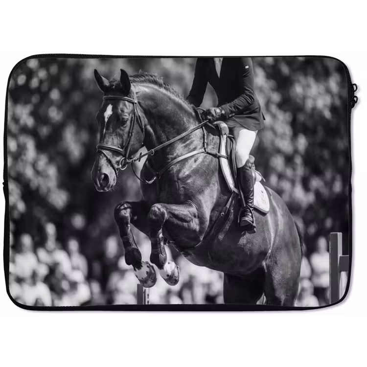 Laptophoes - Springen - Paard - Zwart - Wit — 1