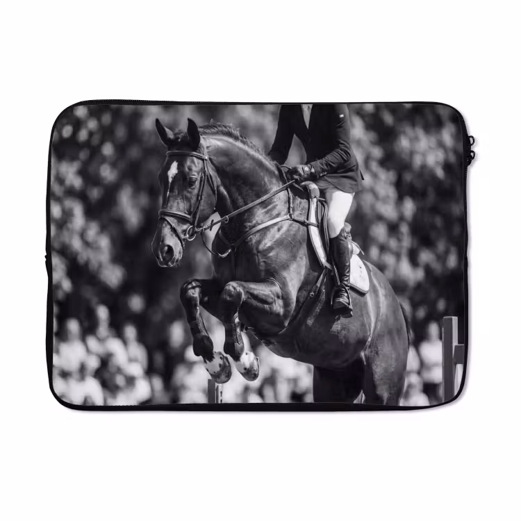 Laptophoes - Springen - Paard - Zwart - Wit — 5