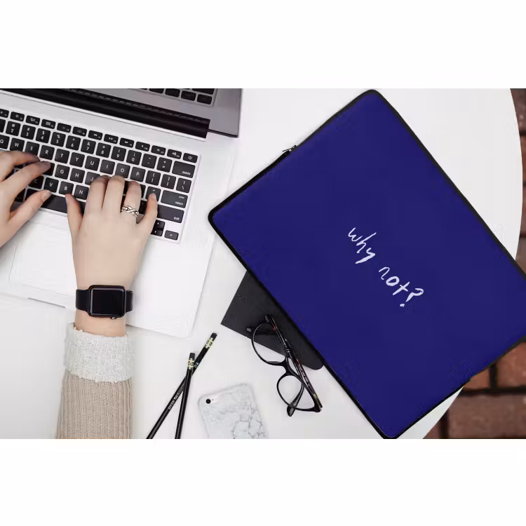 Laptophoes - Why not - Blauw - Handgeschreven — 3