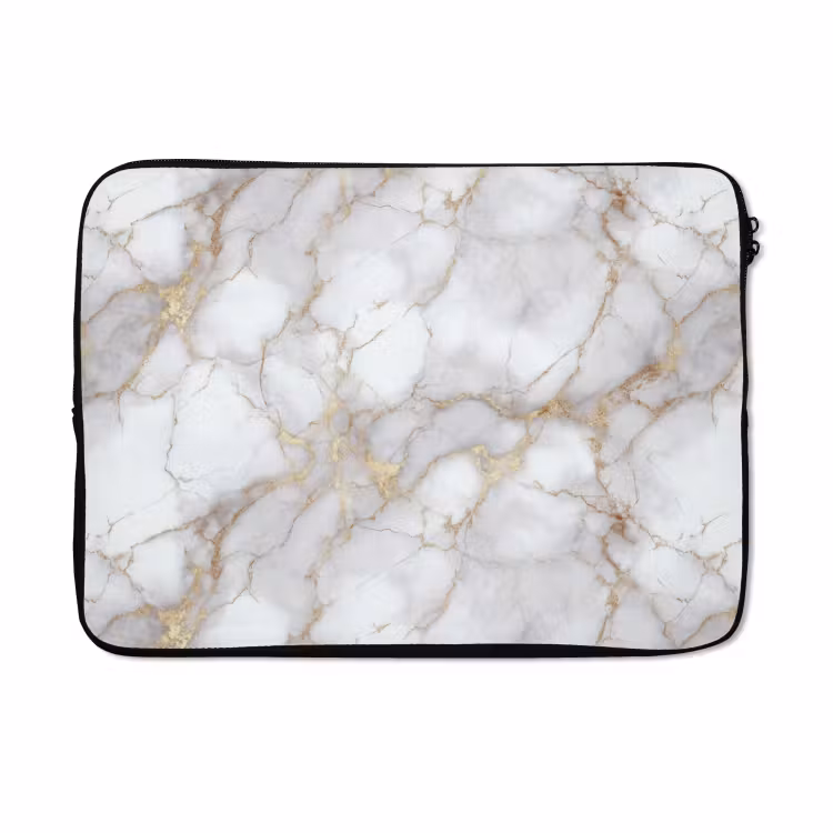 Laptophoes - Wit - Goud - Marmer - Grijs — 5