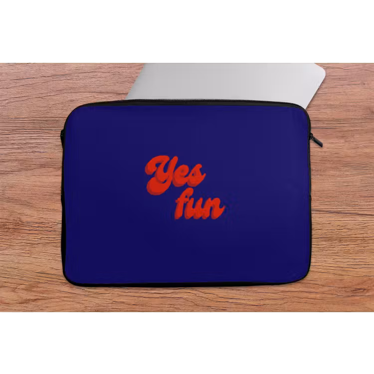 Laptophoes - Blauw - Rood - Yes fun - 3D — 2