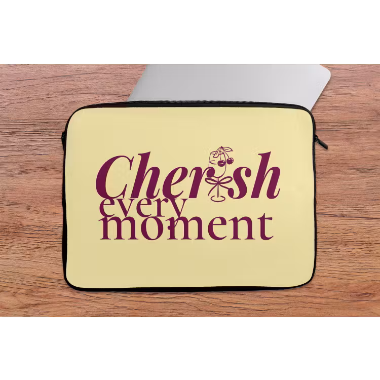Laptophoes - Cherish every moment - Cocktailglas - Geel — 2