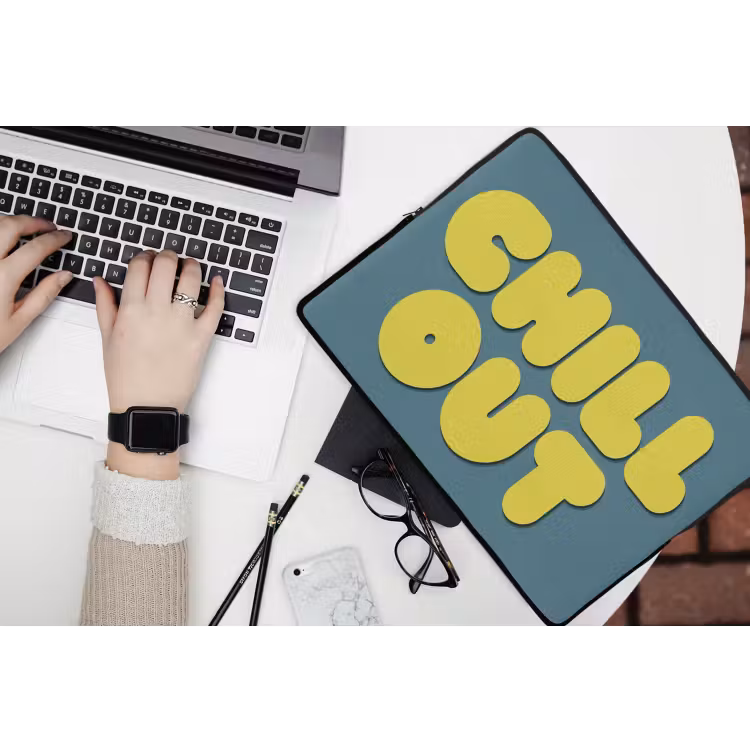 Laptophoes - Chill out - Geel - Blauw — 3