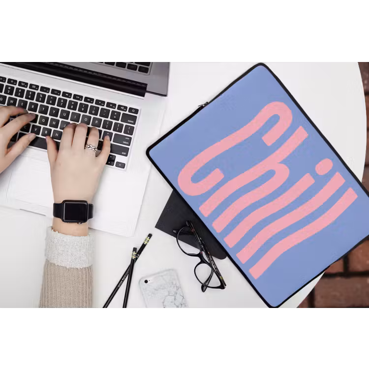Laptophoes - Chill - Roze - Blauw - Golvend — 3